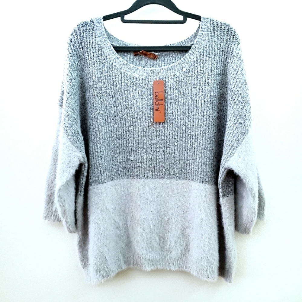 NWT Belldini | Soft Gray Dropped Shoulder Sweater - Picture 2 of 8
